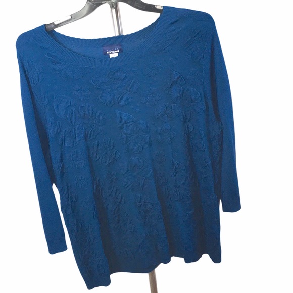 Basic Edition Embossed Textured Floral Sweater - Picture 1 of 8